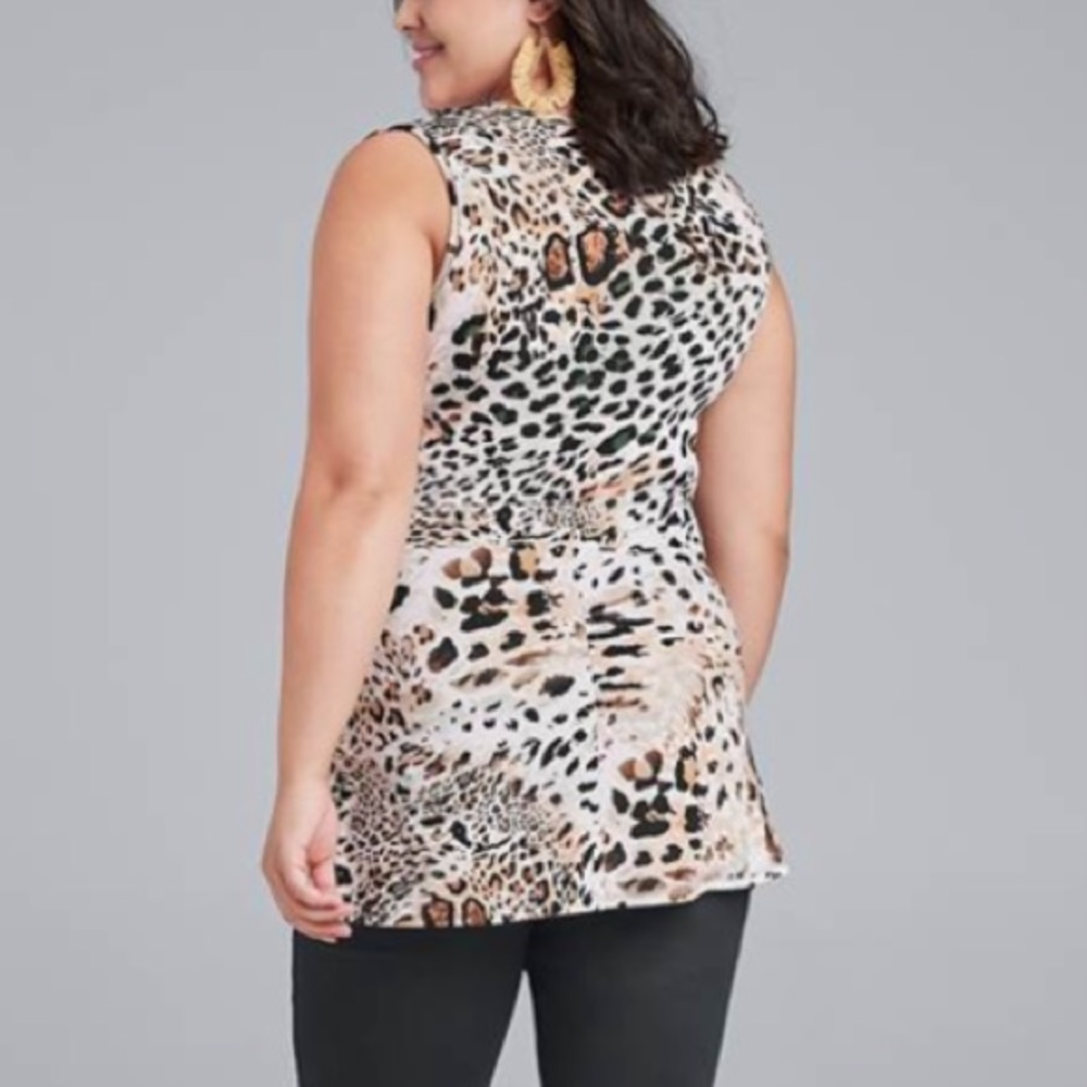 Animal print with non functional belted top in front size 2X NWT Brown multi - Picture 5 of 8
